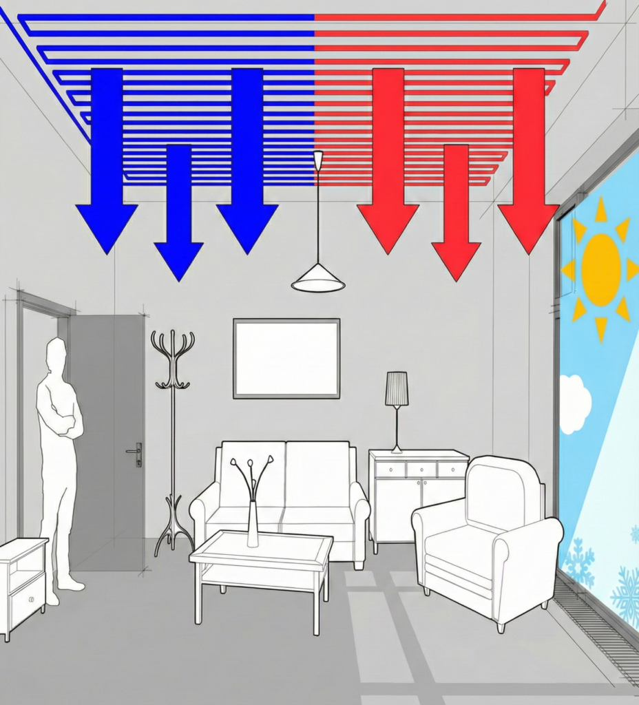 schematische Darstellung der Funktionen der Thermogrid-Paneele